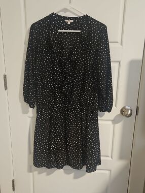 Uniqlo Black Mini Dress with White Polka Dots
